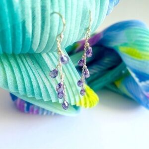 Purple and Gold Drop Vintage Earrings Style Victorian